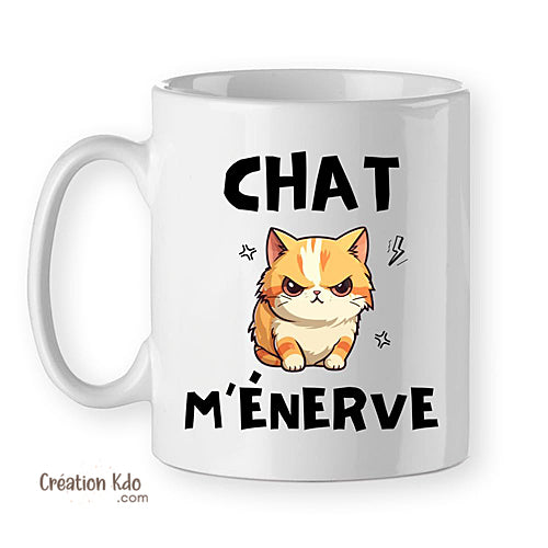 mug drôle tasse chat m'énerve