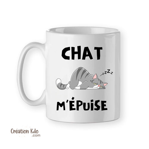 tasse humour chat m'épuise mug drôle