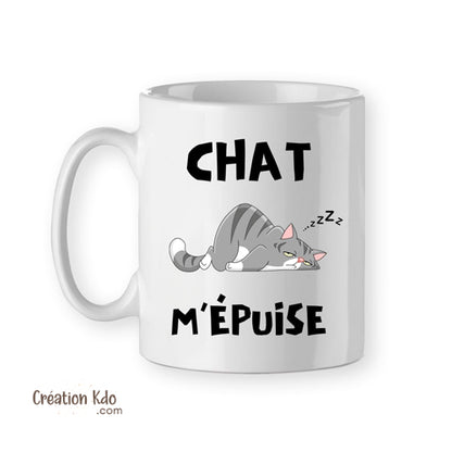 tasse humour chat m'épuise mug drôle