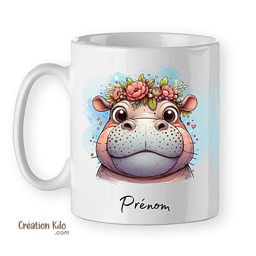mug hippopotame tasse prénom personnalisé