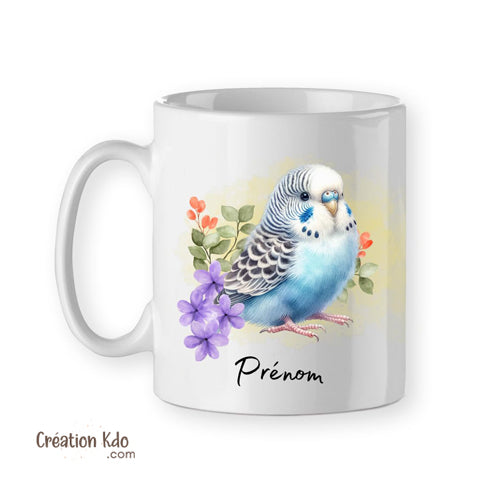 mug perruche ondulée bleue tasse oiseau perroquet