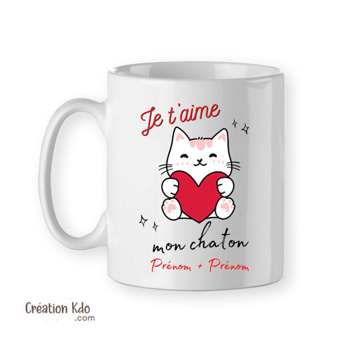 mug je t'aime tasse cadeau personnalisé saint valentin
