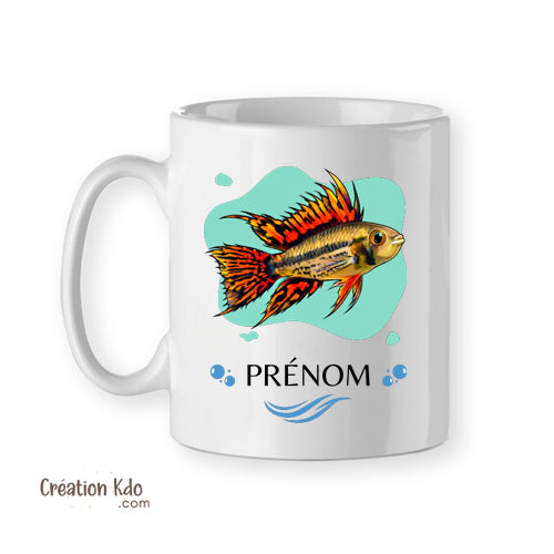 Mug aquariophilie poisson Apistogramma Cacatuoides cichlidé Tasse céramique personnalisé prénom