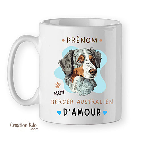 tasse berger australien mug prénom chien