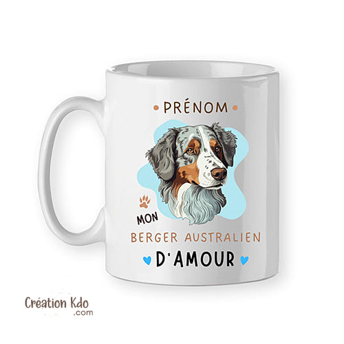 tasse berger australien mug prénom chien