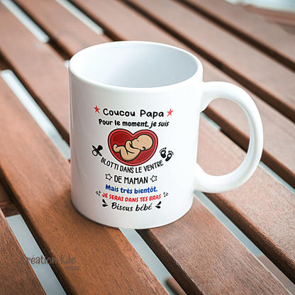 mug coucou papa annonce grossesse tasse cadeau fête des pères noel