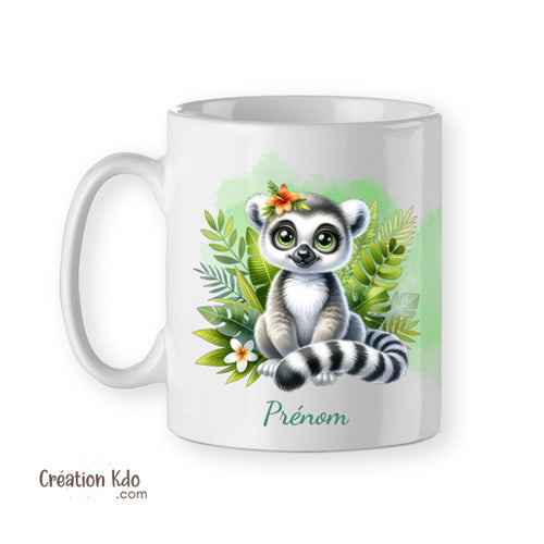 mug lémurien tasse animaux cadeau pour enfant personnalisé prénom
