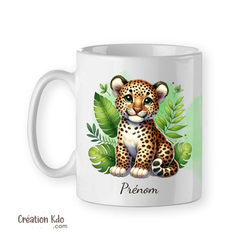 Mug Léopard tasse personnalisée prénom cadeau pour enfant