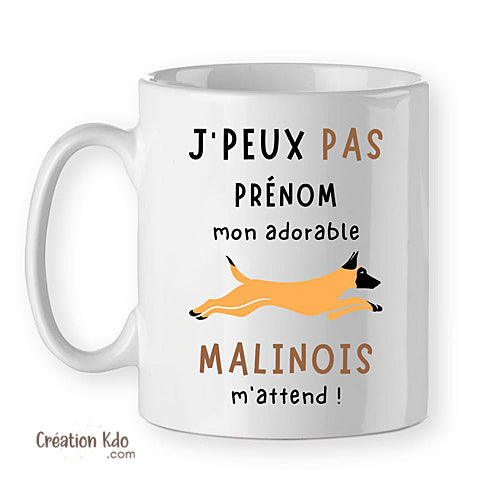 mug j'peux pas malinois tasse prénom personnalisé chien