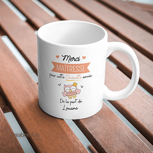 tasse chouette maitresse cadeau école mug