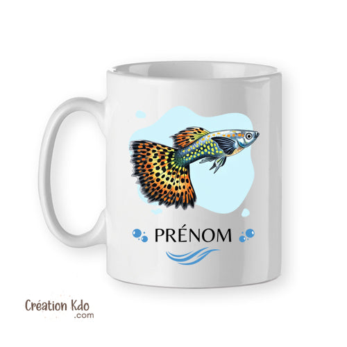 Mug aquariophilie poisson Guppy léopard Tasse en céramique