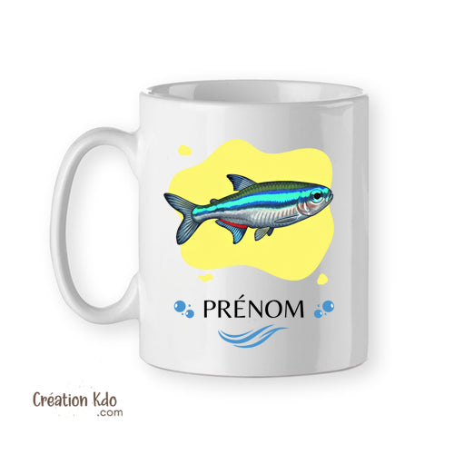Mug aquariophilie poisson Néon tasse en céramique blanche cardinalis