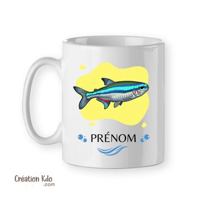 Mug aquariophilie poisson Néon tasse en céramique blanche cardinalis