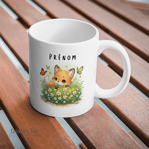 Mug Renard Roux Kawaii Tasse personnalisée prénom animal chibi