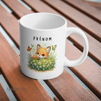 Mug Renard Roux Kawaii Tasse personnalisée prénom animal chibi