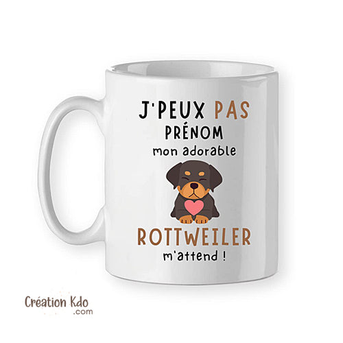 mug rottweiler d'amour tasse chien personnalisée prénom