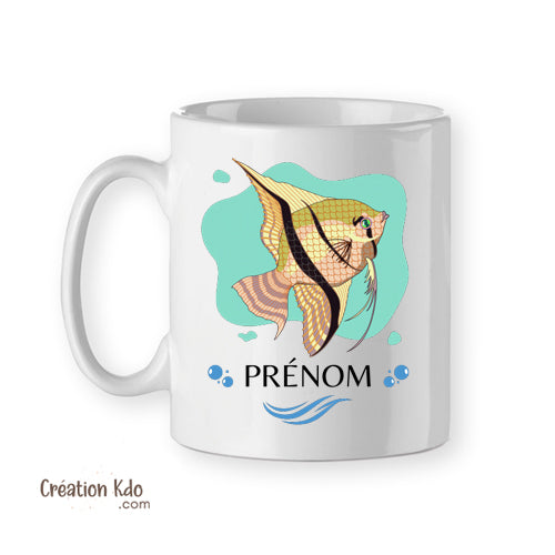 Mug aquariophilie poisson ange Scalaire tasse en céramique blanche