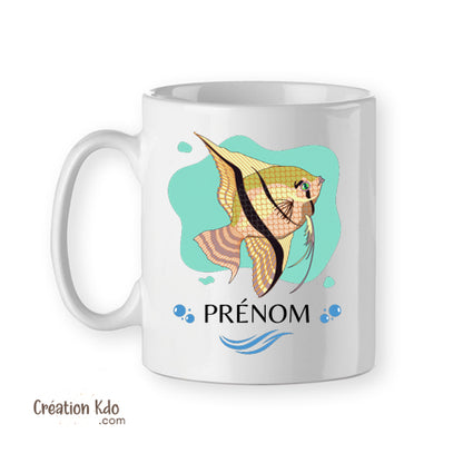 Mug aquariophilie poisson ange Scalaire tasse en céramique blanche