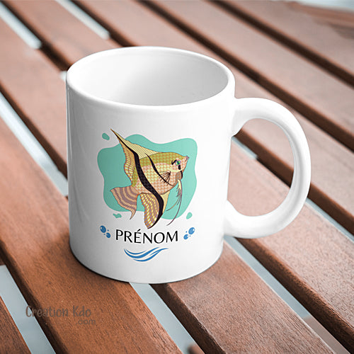 Mug aquariophilie poisson ange Scalaire tasse en céramique blanche personnalisé