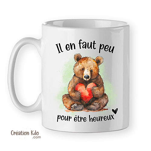 mug ours il en faut peu pour être heureux chanson tasse