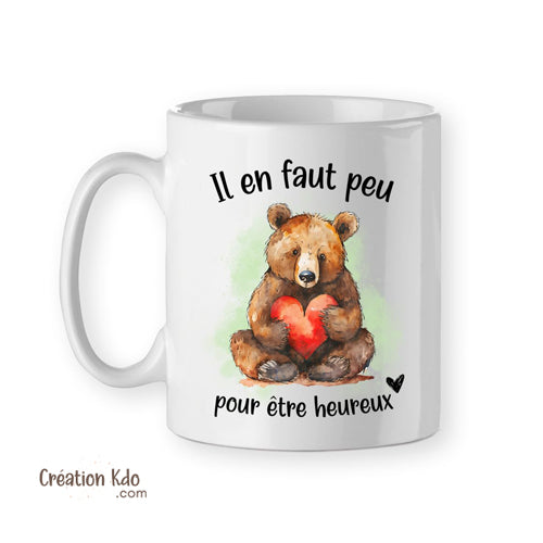 mug ours il en faut peu pour être heureux chanson tasse livre de la jungle