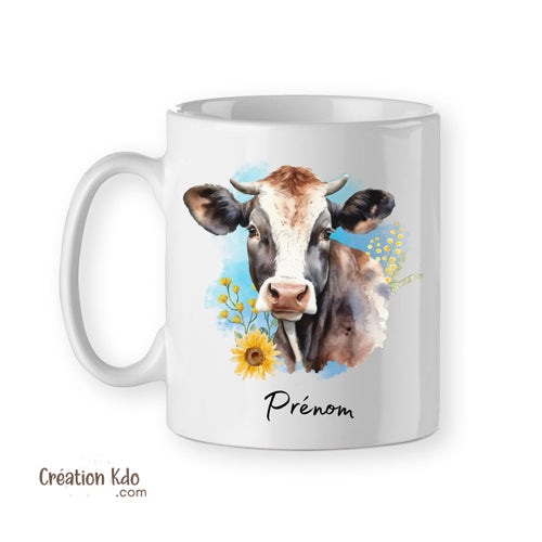 tasse vache noir et blanche mug personnalisé