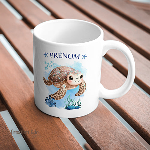 Mug tortue marine style aquarelle kawaii tasse en céramique tasse personnalisée