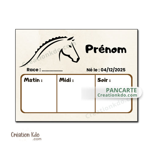 Plaque de Ration panneau effaçable pour poneys et chevaux