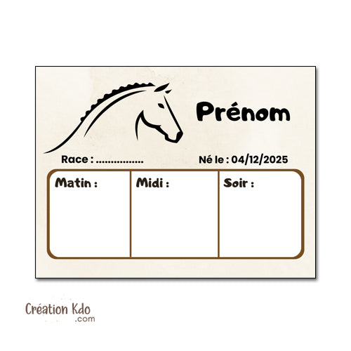 Plaque de Ration panneau effaçable pour poneys et chevaux