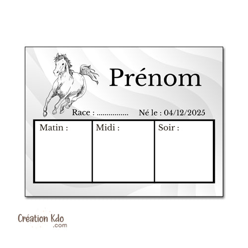 plaque de box ration cheval