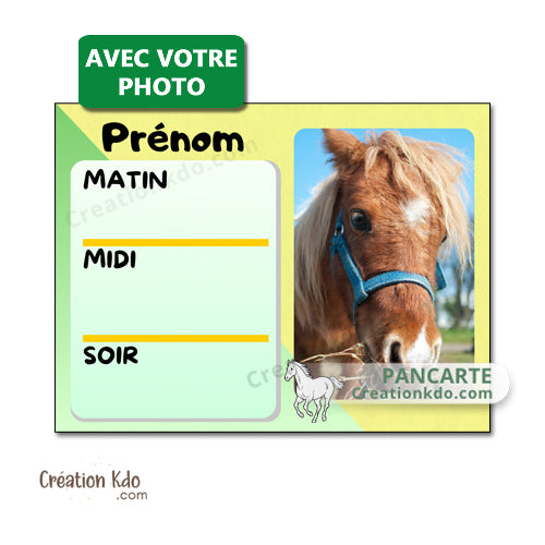 Plaque de box cheval ou poney ration, personnalisée photo panneau écurie régime alimentaire nutrition