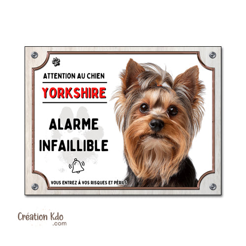 plaque yorkshire humour panneau je monte la garde pancarte chien