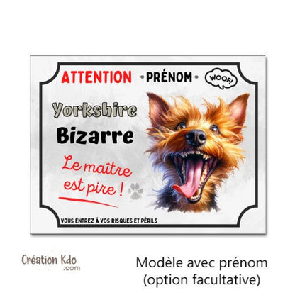 yorkshire bizarre je monte la garde plaque attention au chien panneau pancarte personnalisée