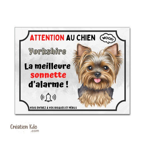 plaque yorkshire humour panneau je monte la garde pancarte chien
