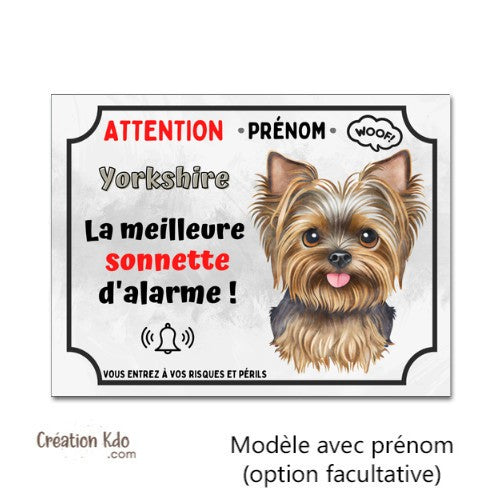 plaque yorkshire humour panneau je monte la garde pancarte chien à personnaliser