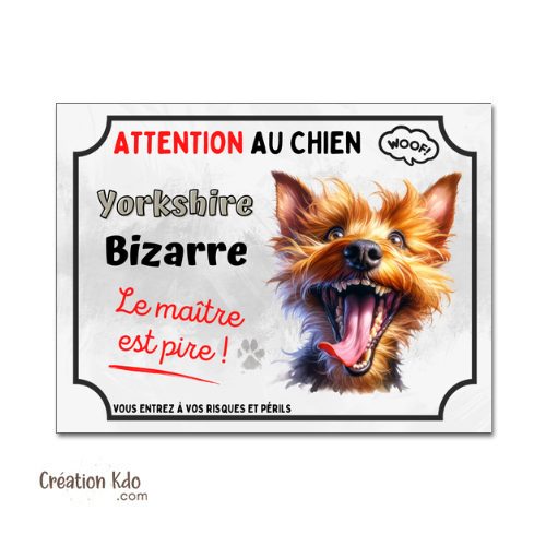 yorkshire bizarre je monte la garde plaque attention au chien panneau pancarte