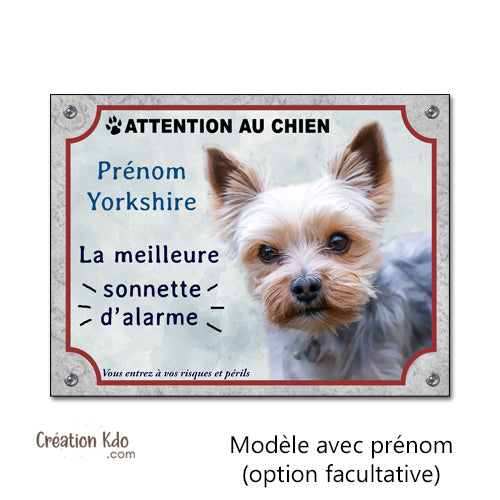 plaque yorkshire humour panneau je monte la garde pancarte chien personnalisée prénom
