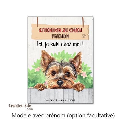 yorkshire je monte la garde plaque attention au chien panneau pancarte humour personnalisé