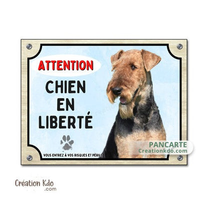 plaque airedale panneau je monte la garde pancarte chien en liberté portail