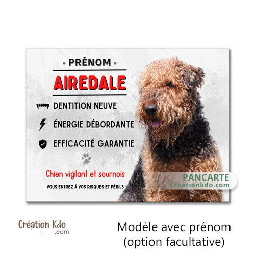 plaque attention au chien vigilant panneau airedale je monte la garde pancarte