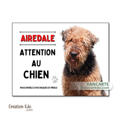 plaque attention au chien panneau airedale je monte la garde pancarte