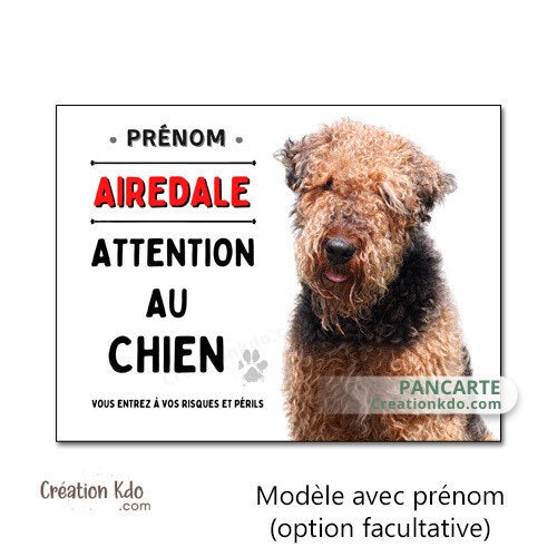 plaque attention au chien panneau airedale je monte la garde pancarte