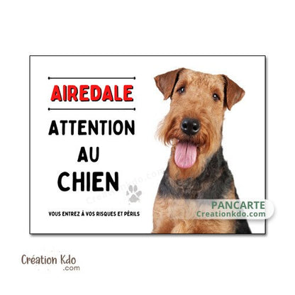 plaque attention au chien panneau airedale je monte la garde