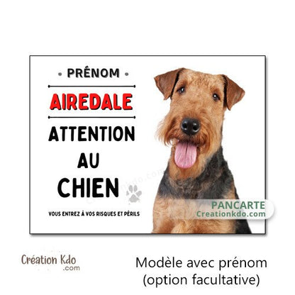 plaque attention au chien panneau airedale je monte la garde