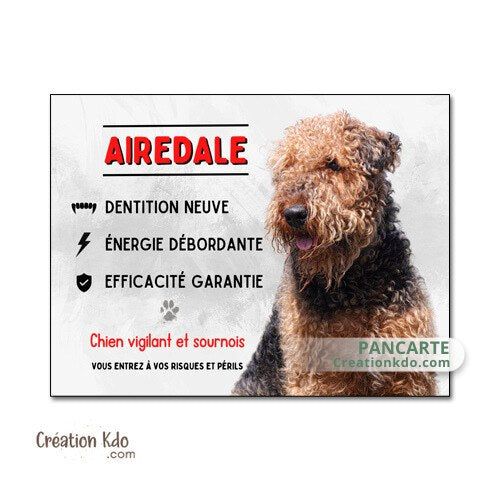 plaque attention au chien vigilant panneau airedale je monte la garde pancarte