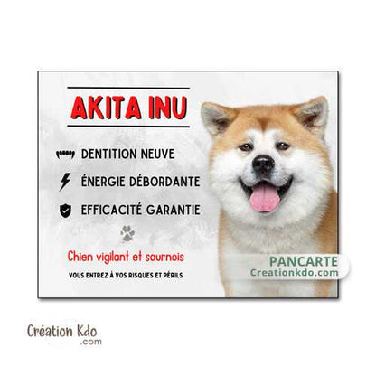 panneau akita inu je monte la garde plaque chien humour portail