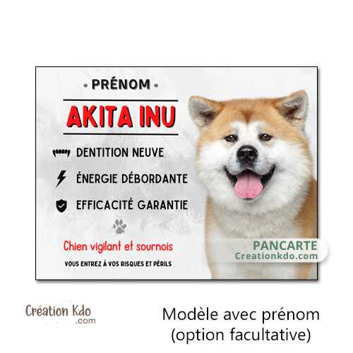 panneau akita inu je monte la garde plaque chien humour portail