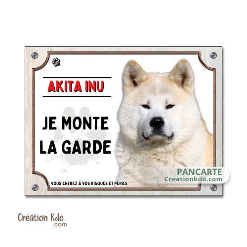 akita inu plaque attention au chien panneau portail je monte la garde