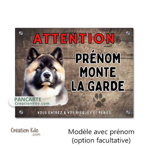 Plaque chien Akita américain Je monte la garde panneau portail pancarte en aluminium métal personnalisé
