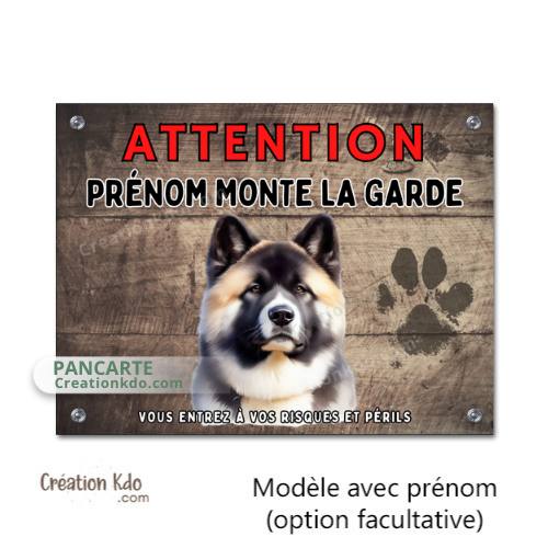 plaque personnalisée akita américain chien prénom panneau je monte la garde